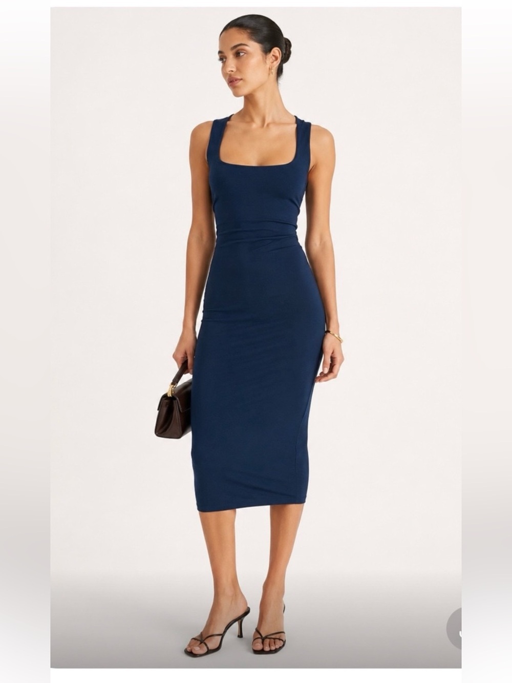 Superdown Square Neck Essential Sleeveless Navy Bodycon Tank Dress